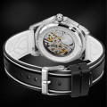 Чоловічий механічний годинник Forsining 8284 Silver-Black з прозорим корпусом та каучуковим ремінцем