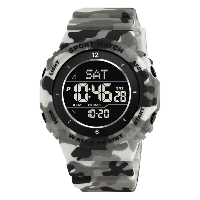 Чоловічий спортивний годинник Skmei 2400CMGY Camo Grey з електронним циферблатом та камуфляжним дизайном