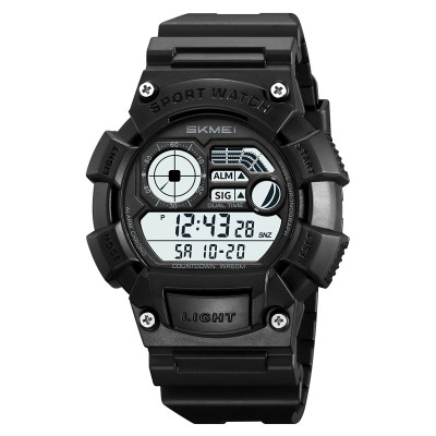 Чоловічий спортивний годинник Skmei 2403BKWT Black-White з електронним циферблатом та водонепроникністю 5 ATM
