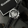 Чоловічий наручний годинник Guardo 012837-1 Silver-Black — класичний стиль з індикацією дати та дня тижня