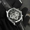Чоловічий наручний годинник Guardo 012837-1 Silver-Black — класичний стиль з індикацією дати та дня тижня