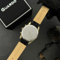 Чоловічий наручний годинник Guardo 012837-6 Gold/Black з календарем та шкіряним ремінцем