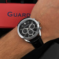 Чоловічий наручний годинник Guardo 012836-1 Silver-Black у класичному стилі з календарем