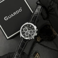 Чоловічий наручний годинник Guardo 012836-1 Silver-Black у класичному стилі з календарем