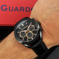 Чоловічий наручний годинник Guardo 012836-3 Black з нержавіючої сталі та шкіряним ремінцем