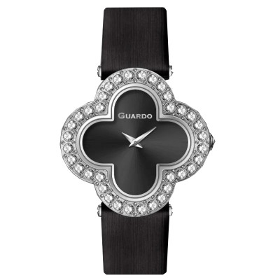 Жіночий годинник Guardo 012833-1 Silver-Black — класична модель з італійським дизайном та шкіряним ремінцем