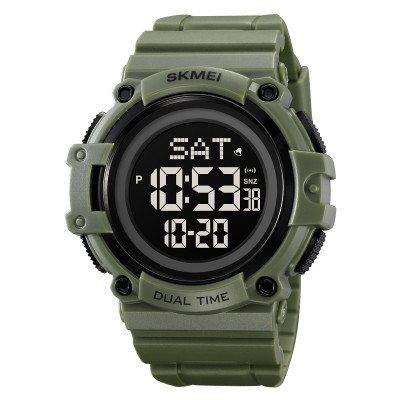Чоловічий спортивний годинник Skmei 2230AG Army Green з підсвіткою та таймером
