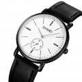 Чоловічий класичний годинник Skmei 2308BK Black STOPPED з мінеральним склом та шкіряним ремінцем