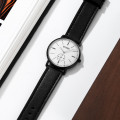 Чоловічий класичний годинник Skmei 2308BK Black STOPPED з мінеральним склом та шкіряним ремінцем