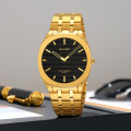 Чоловічий класичний годинник Skmei 9372GDBK Gold-Black з металевим браслетом та мінеральним склом