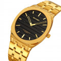 Чоловічий класичний годинник Skmei 9372GDBK Gold-Black з металевим браслетом та мінеральним склом