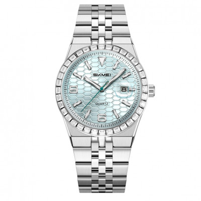 Чоловічий годинник Skmei 2655SIBU Silver-Blue з металевим браслетом та синім циферблатом