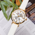 Жіночий годинник Curren 9079 Gold-White з білим ремінцем та мінеральним склом