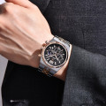 Чоловічий годинник Benyar BY-5225 Silver-Rose Gold-Black з металевим браслетом та календарем