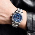 Чоловічий годинник Benyar BY-S001 Silver-Blue з хронографом та водозахистом 10 ATM