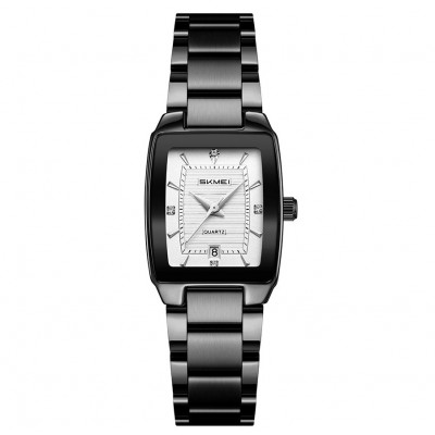 Жіночий годинник Skmei 2578BK Black з прямокутним корпусом та металевим браслетом