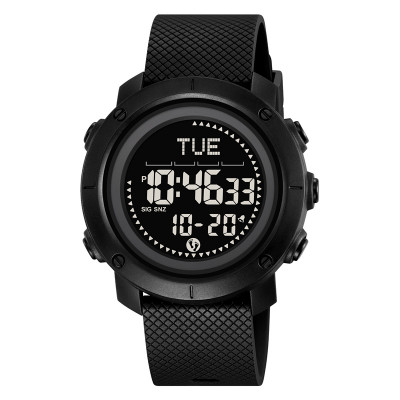 Чоловічий спортивний годинник Skmei 2620PBK Black + Compass з крокоміром та компасом