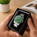 Чоловічий наручний годинник Benyar BY-5223 Silver-Green зі сталевим браслетом та зеленим циферблатом