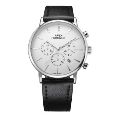 Чоловічий годинник Forsining 8312 Black-Silver-White з хронографом та календарем