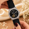 Чоловічий механічний годинник Forsining 8313 Black-Silver-Black з автопідзаводом та силіконовим ремінцем