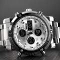 Чоловічий годинник Skmei 1389SI Silver-Black-Silver зі стрілково-електронним циферблатом та підсвіткою