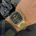 Чоловічий наручний годинник Guardo 012694-3 Gold-Black у прямокутному корпусі з браслетом