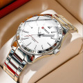 Чоловічий годинник Curren 8452 Silver-White з мінеральним склом та сріблястим браслетом