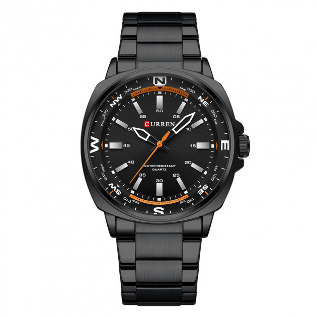 Чоловічий годинник Curren 8455 All Black — Класичний сталевий годинник у чорному кольорі
