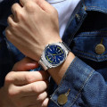 Чоловічий класичний годинник Curren 8455 Silver-Blue зі сріблястим браслетом та синім циферблатом