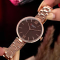 Жіночий годинник Curren 9017 Rose Gold-Brown з бордовим циферблатом та браслетом