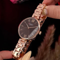 Жіночий годинник Curren 9017 Rose Gold-Brown з бордовим циферблатом та браслетом