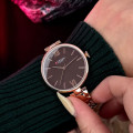Жіночий годинник Curren 9017 Rose Gold-Brown з бордовим циферблатом та браслетом