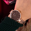 Жіночий годинник Curren 9017 Rose Gold-Brown з бордовим циферблатом та браслетом