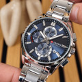 Чоловічий наручний годинник Curren 8475 Silver-Blue з хронографом та календарем