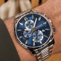 Чоловічий наручний годинник Curren 8475 Silver-Blue з хронографом та календарем
