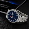 Чоловічий класичний годинник Curren 8425 Silver-Blue зі сріблястим браслетом та синім циферблатом
