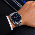 Чоловічий класичний годинник Curren 8425 Silver-Blue зі сріблястим браслетом та синім циферблатом