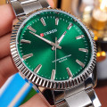 Чоловічий годинник Curren 8425 Silver-Green з мінеральним склом та сталевим корпусом
