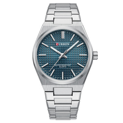 Чоловічий годинник Curren 8439 Silver-Blue з нержавіючої сталі та синім циферблатом