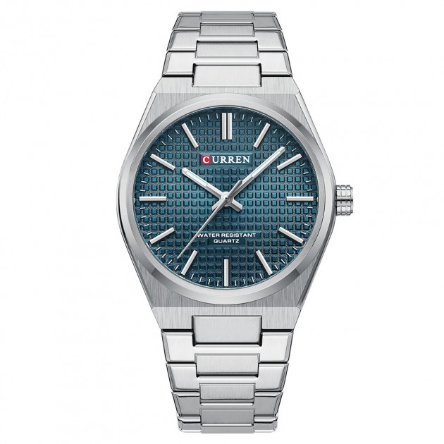 Чоловічий годинник Curren 8439 Silver-Blue з нержавіючої сталі та синім циферблатом