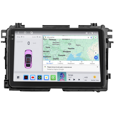 Штатная магнитола Lesko для Honda HR-V II Рестайлинг 2018-н.в. экран 9" 4/64 QLED CarPlay 4G Wi-Fi GPS 360 Prime