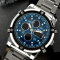 Чоловічий годинник Skmei 1389BU Silver-Black-Blue зі стрілково-електронним циферблатом та підсвіткою