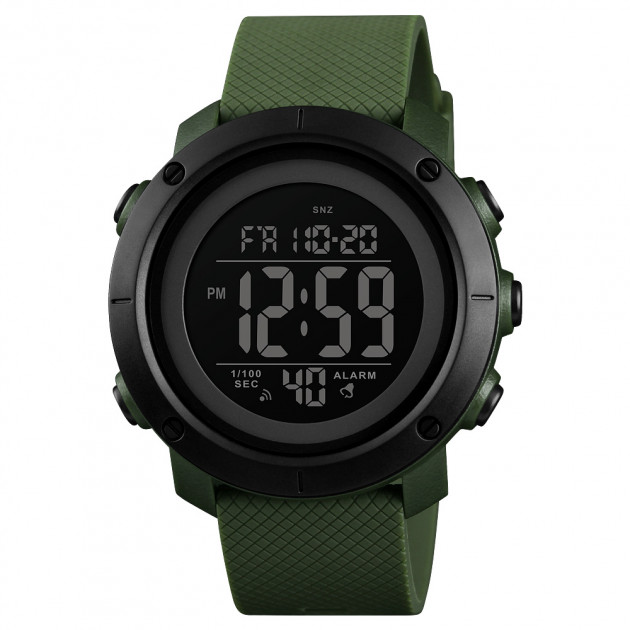 Чоловічий тактичний годинник Skmei 1426AGBK Army Green-Black з електронним циферблатом та підсвічуванням