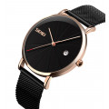Чоловічий класичний годинник Skmei 9183RGBK Black-Rose Gold з металевим браслетом та календарем
