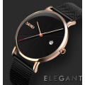 Чоловічий класичний годинник Skmei 9183RGBK Black-Rose Gold з металевим браслетом та календарем