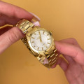 Жіночий годинник Skmei 1620GD Gold класичний з мінеральним склом та золотистим браслетом