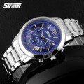 Чоловічий наручний годинник Skmei 9097BU Blue з хронографом та металевим браслетом