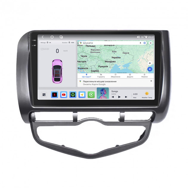 Штатная магнитола Lesko для Honda Jazz I 2001-2005 экран 9" 4/64 QLED CarPlay 4G Wi-Fi GPS 360 Prime
