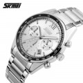 Чоловічий класичний годинник Skmei 9096SI Silver з хронографом та металевим браслетом