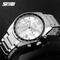 Чоловічий класичний годинник Skmei 9096SI Silver з хронографом та металевим браслетом